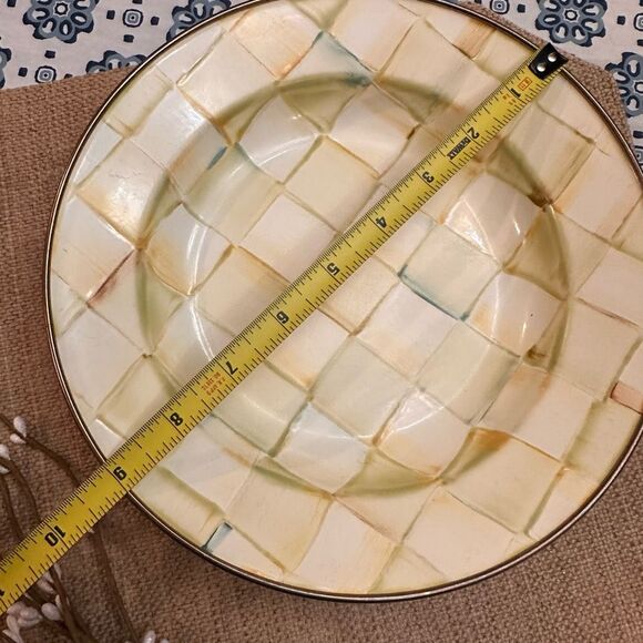 MacKenzie-Childs 4 Piece Pasta Bowl in Parchment Check Pattern - Picture 10 of 11